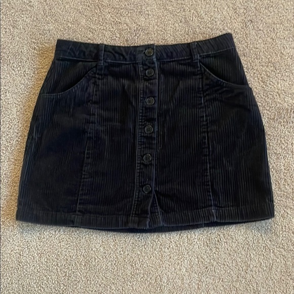 Forever 21 Black Corduroy A-line Mini Skirt Work - Picture 1 of 5